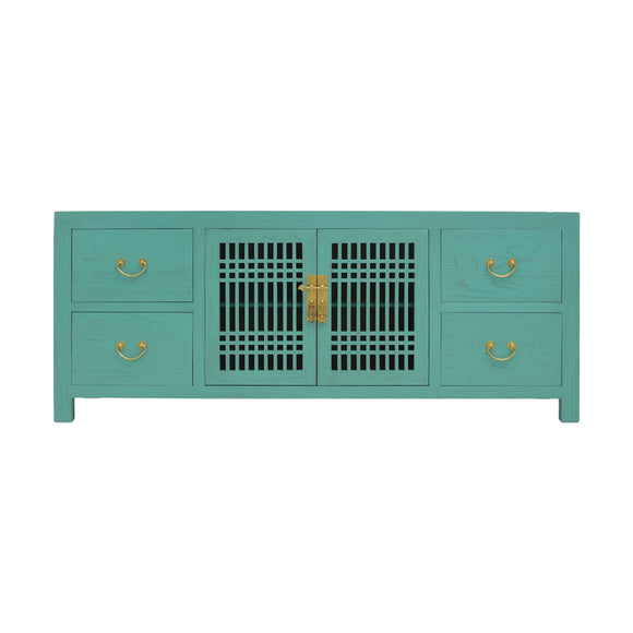 TV CONSOLE LATTICE 1.8M TURQUOISE WASH MQZ-11