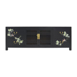 TV CONSOLE LATTICE W/ FLEUR 1.8M BLACK WASH MQZ-11