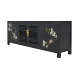 TV CONSOLE LATTICE W/ FLEUR 1.8M BLACK WASH MQZ-11