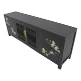 TV CONSOLE LATTICE W/ FLEUR 1.8M BLACK WASH MQZ-11