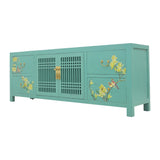 TV CONSOLE LATTICE W/ FLEUR 1.6M TURQUOISE WASH MQZ-28