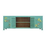 TV CONSOLE LATTICE W/ FLEUR 1.6M TURQUOISE WASH MQZ-28