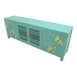 TV CONSOLE LATTICE W/ FLEUR 1.8M TURQUOISE WASH MQZ-11