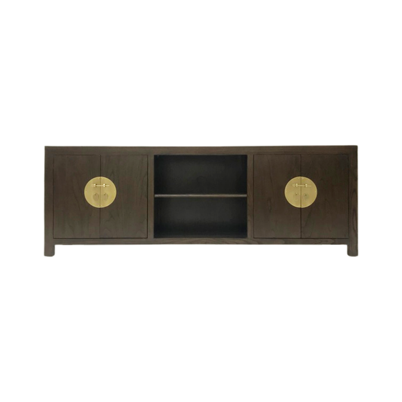 TV CONSOLE OPEN SHELVES ORIENT DARK WOOD MQZ-04
