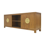 TV CONSOLE OPEN SHELVES ORIENT LIGHT WOOD MQZ-04