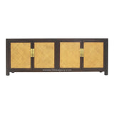 TV CONSOLE RATTAN 2DW4DR DARK WOOD MQZ-300