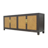 TV CONSOLE RATTAN 2DW4DR DARK WOOD MQZ-300