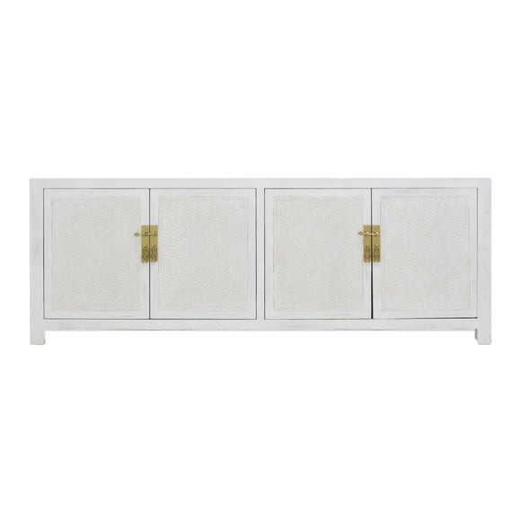 TV CONSOLE RATTAN 2DW4DR WHITE WASH MQZ-300